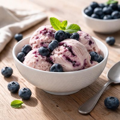 Ice cream with blueberries