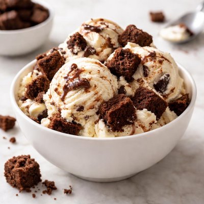 Ice cream with brownie pieces