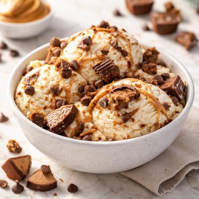 Ice cream with peanut butter cups