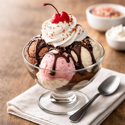 Ice cream with whipped cream