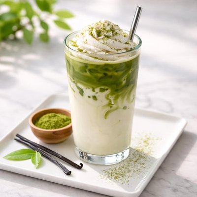 Ice vanilla matcha tea