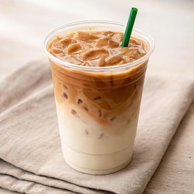 Ice vannila latte starbuck less sweet grande