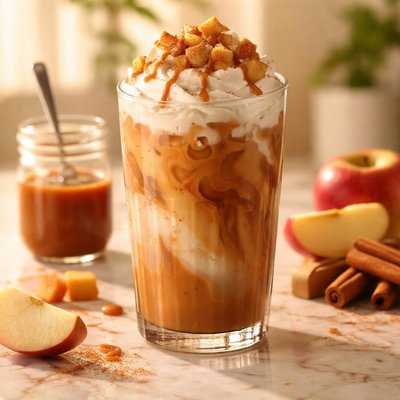 Iced caramel apple cream latte