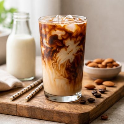 Iced coffee with almond milk