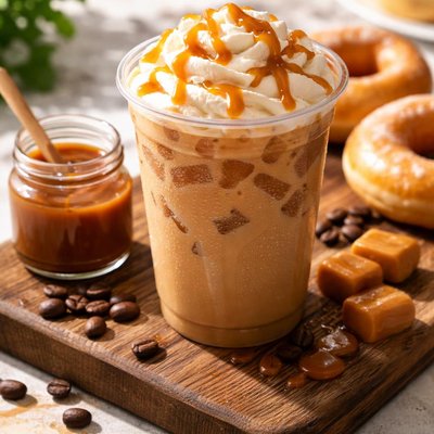 Iced coffee with carmel dunkin donuts