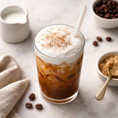 Iced coffee with cold foam