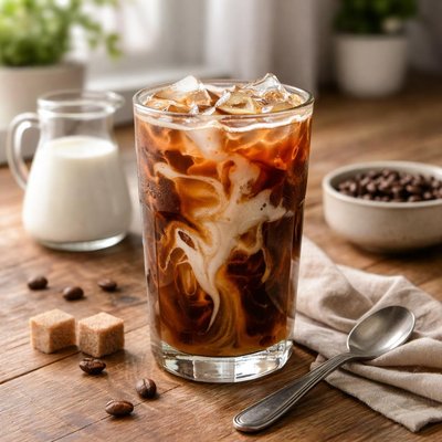 Iced coffee with creamer