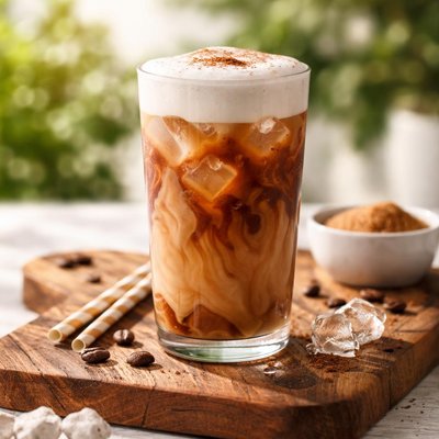 Iced coffee with foam