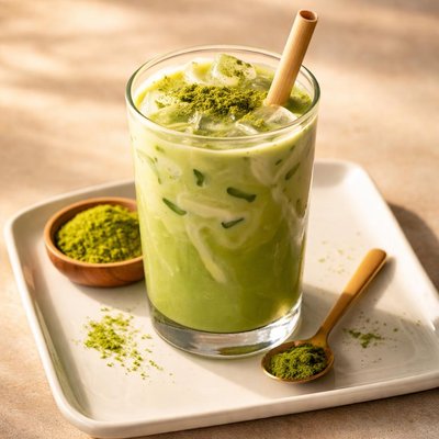 Iced green tea latte