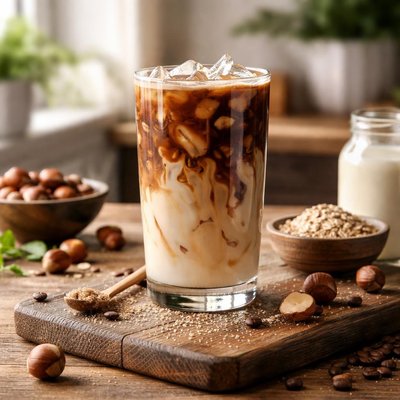 Iced hazelnut oatmilk shaken expresso
