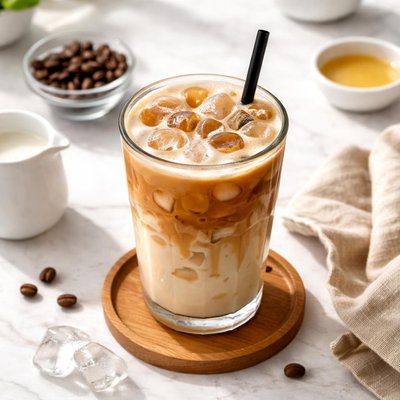 Iced latte low fat sweetened