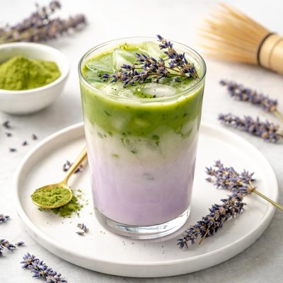 Iced lavender matcha latte