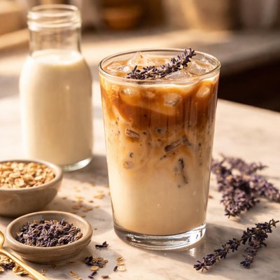Iced lavender oat latte