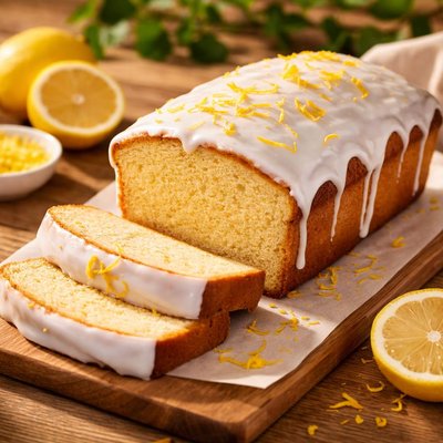 Iced lemon loaf cake