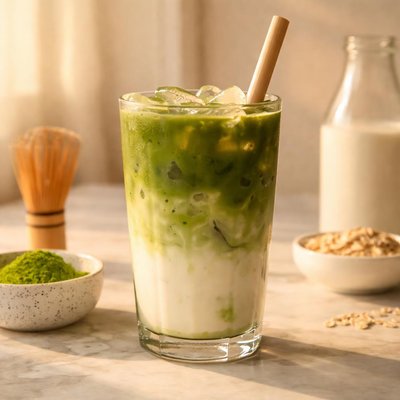 Iced matcha latte oatmilk