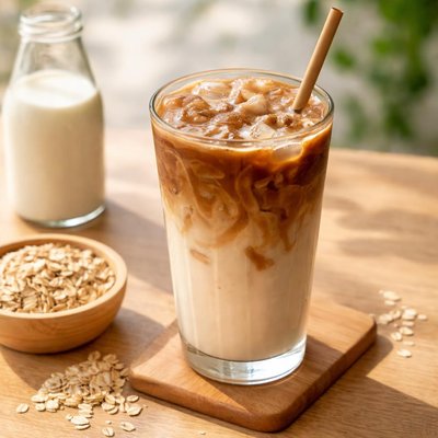Iced oatmilk latte