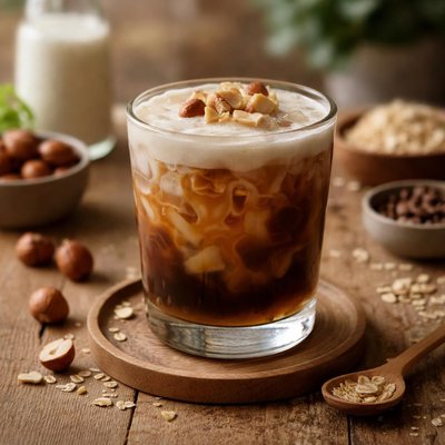 Iced shaken hazelnut oat milk espresso