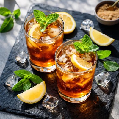 Iced tea with mint