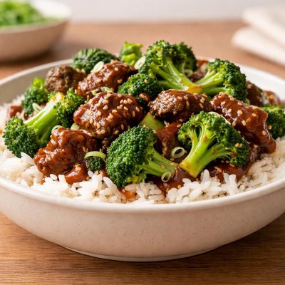 Impossible beef and broccoli with general tso sauce