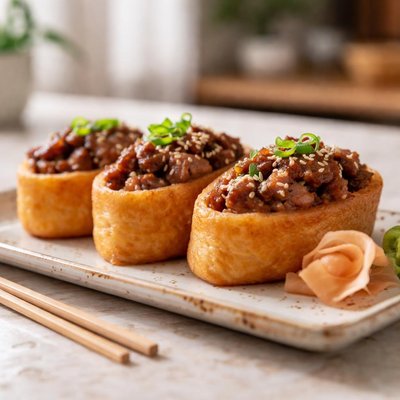 Inari sushi with beef