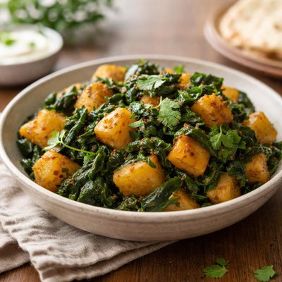 Indian style potato and spinach