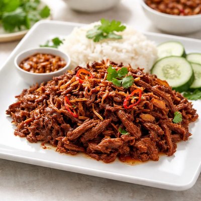 Indonesia sweet pulled beef