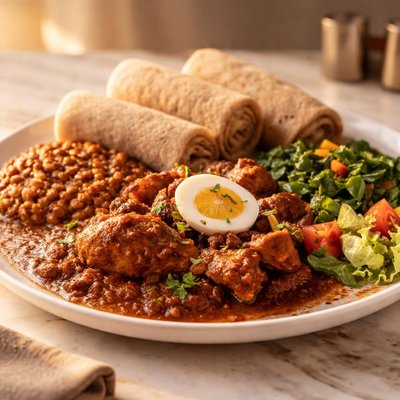Injera with stew