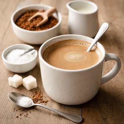 Instant coffee with milk and suger