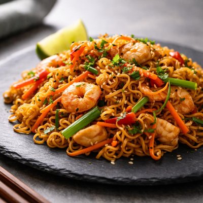 Instant noodles fried