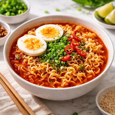 Instant spicy ramen noodles