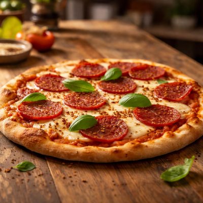 Italian pizza with salami