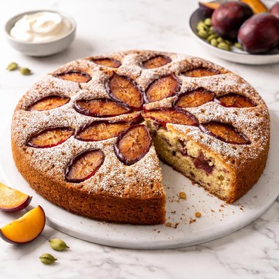 Italian plum cardamom cake