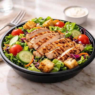 Jack in the box garden salad with grilled chicken  and ranch dressing