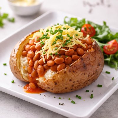Jacket potato with beans and cheese