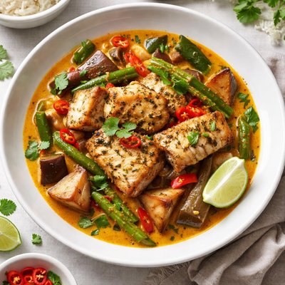 Jackfruit stones and vegetable curry with fish