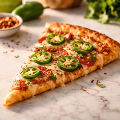Jalapeno pizza slice