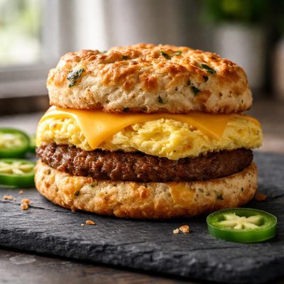 Jalepeno chedar sausage egg biscuit whataburger
