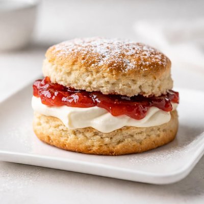 Jam and cream biscuit