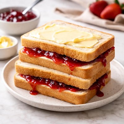 Jam and margarine sandwich