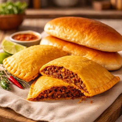 Jamaican patty and cocoa bread
