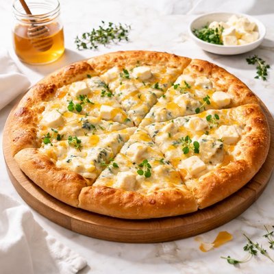 Japanese cheese and honey pizza