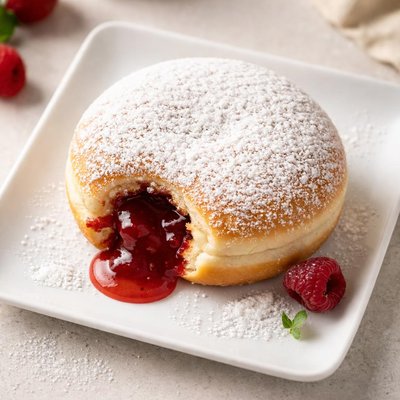 Jelly filled powdered donut