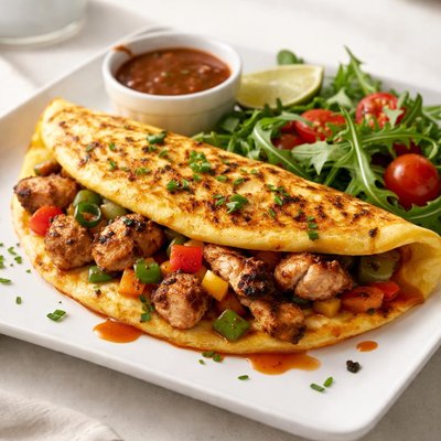 Jerk chicken omlette