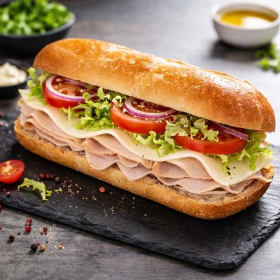 Jersey mike turkey and provolone sandwich