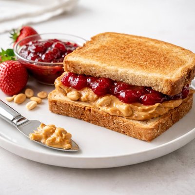 Jif extra crunchy peanutbutter and strawberry preservers