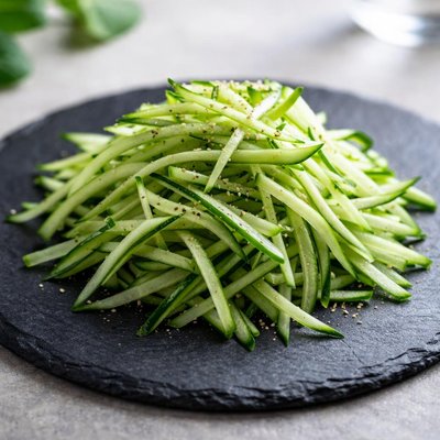 Julienned cucumber