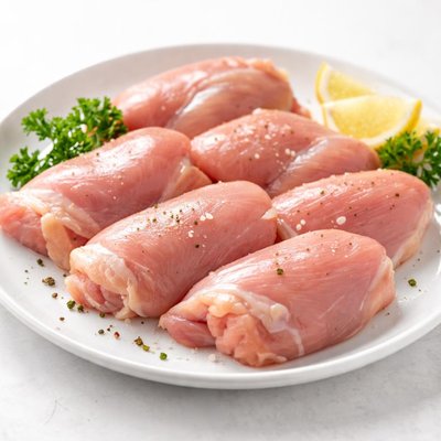 Just bare boneless skinless chicken thighs