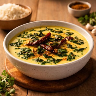 Kadhi with spinach and yogurt