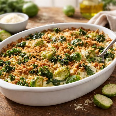 Kale and brussels sprouts gratin