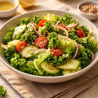 羽衣甘蓝和冰山生菜沙拉